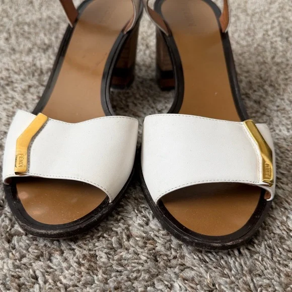 Fendi Demetra white leather heels US Size 10 - 10.5 EU 40.5 luxury classic - Picture 3 of 9